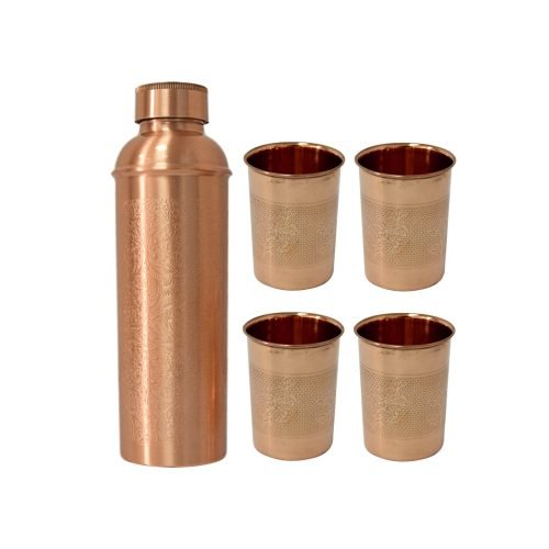Divine Copper Embossed Bottle with 4 Glasses, BT-94(1)