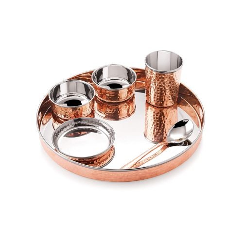 Divine Copper Stainless Steel Thali Set of 6