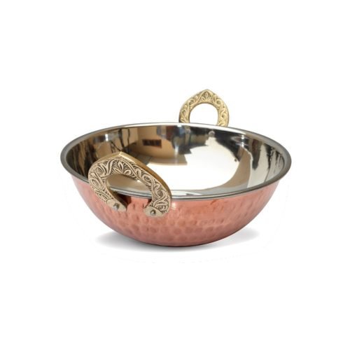 Divine Copper Steel & Copper Hammered Cooking Pot (Kadhai) No. 4